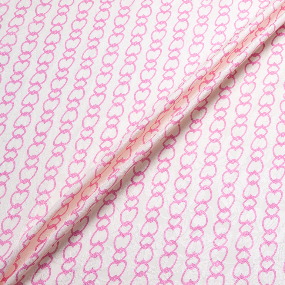 Candy Pink Heart Printed Silk Cloqué