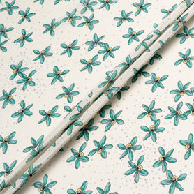 Mint Floral Printed Ivory Pure Silk Crêpe de Chine