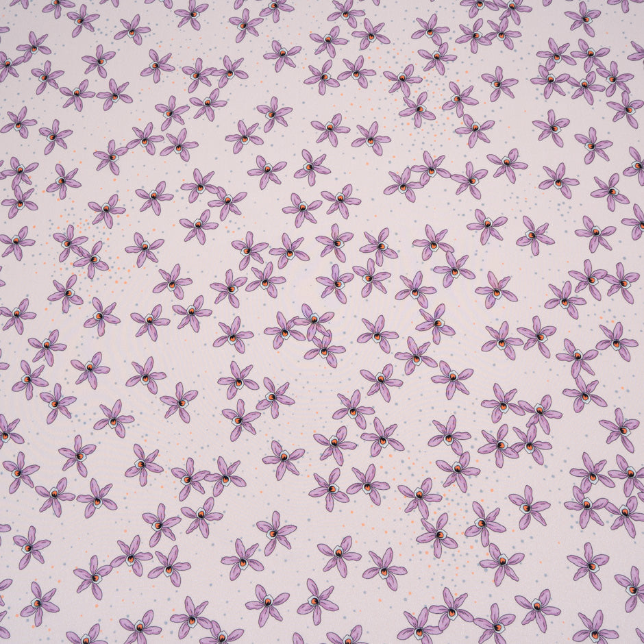 Lilac Floral Printed Pink Pure Silk Crêpe de Chine