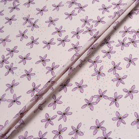 Lilac Floral Printed Pink Pure Silk Crêpe de Chine