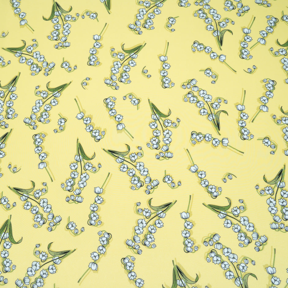 Snow Drop Printed Yellow Pure Silk Crêpe de Chine