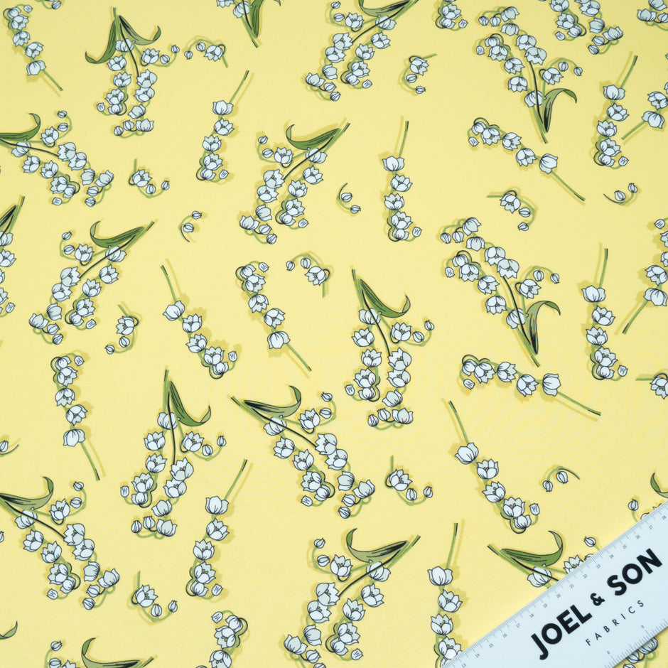 Snow Drop Printed Yellow Pure Silk Crêpe de Chine