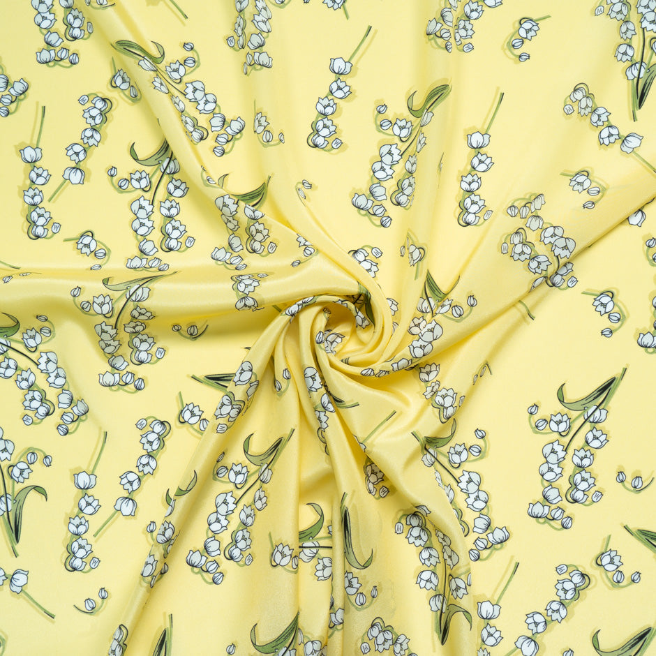 Snow Drop Printed Yellow Pure Silk Crêpe de Chine