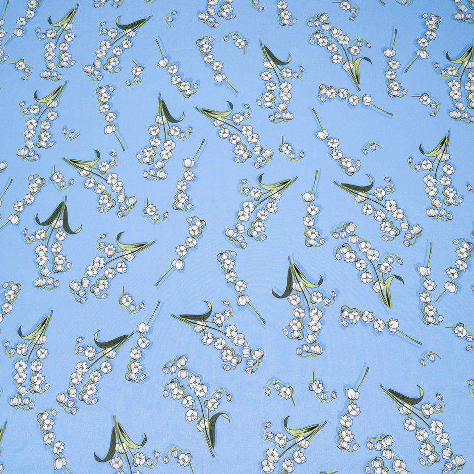 Snow Drop Printed Blue Pure Silk Crêpe de Chine