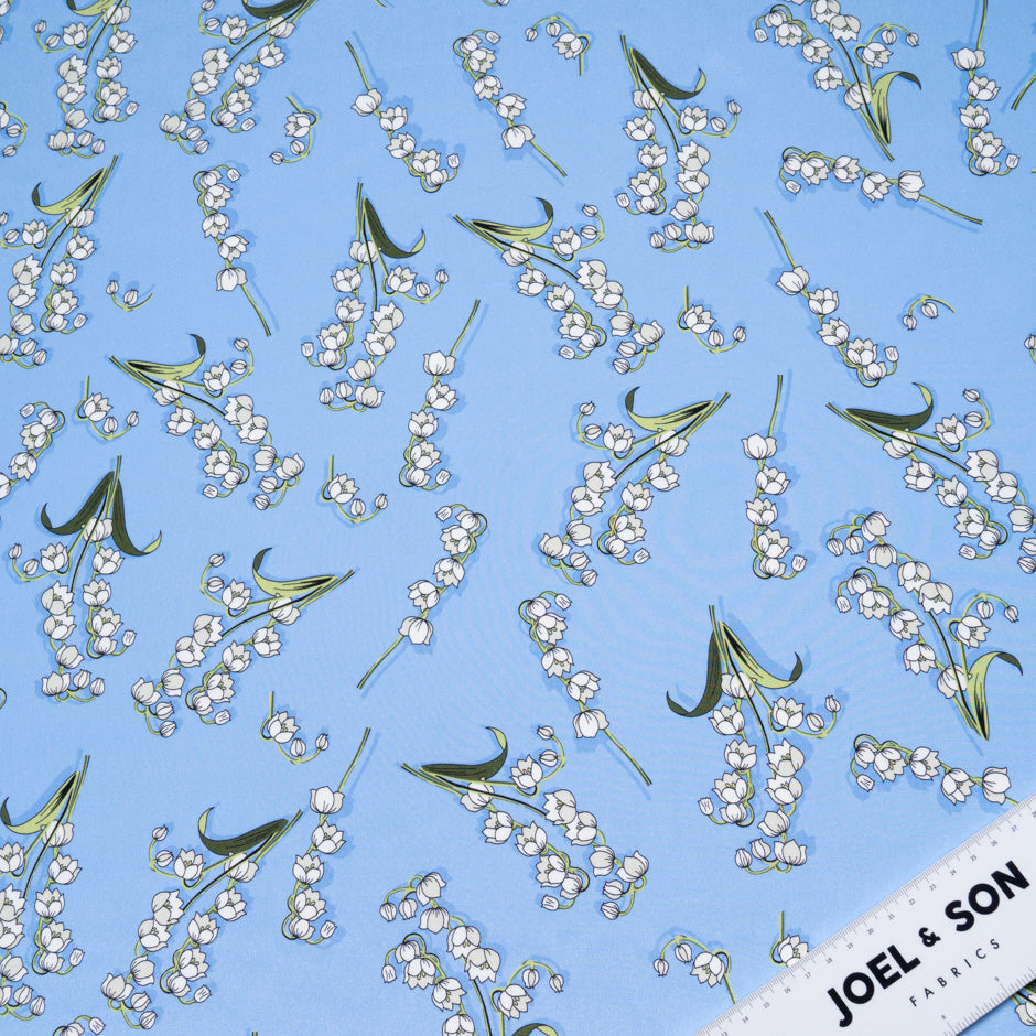 Snow Drop Printed Blue Pure Silk Crêpe de Chine