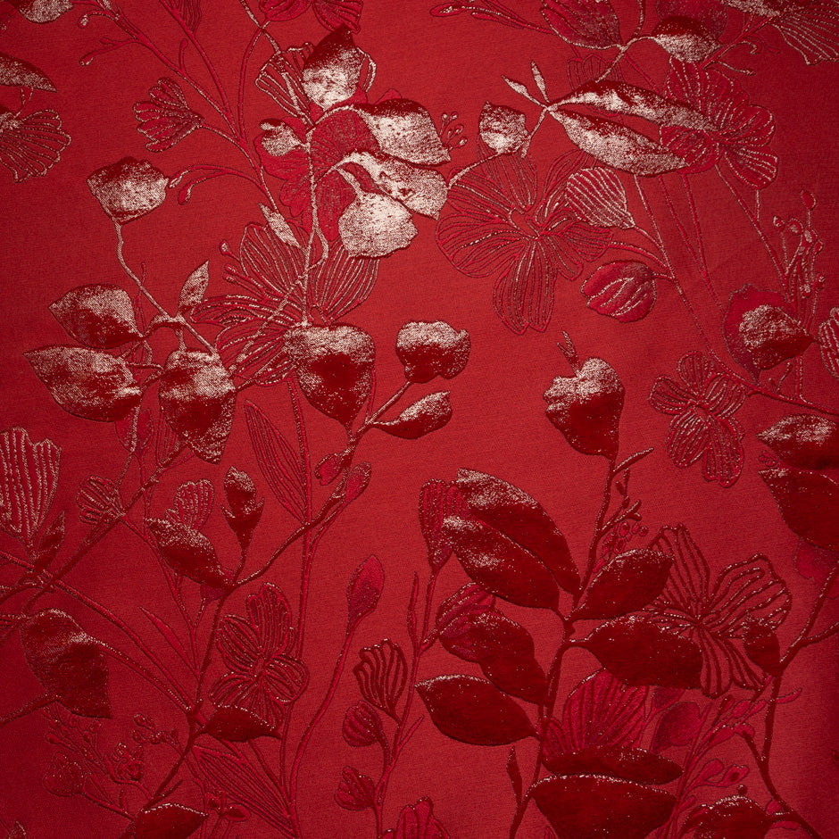 Lipstick Red Metallic Floral Cloqué