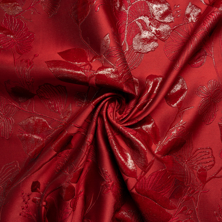 Lipstick Red Metallic Floral Cloqué