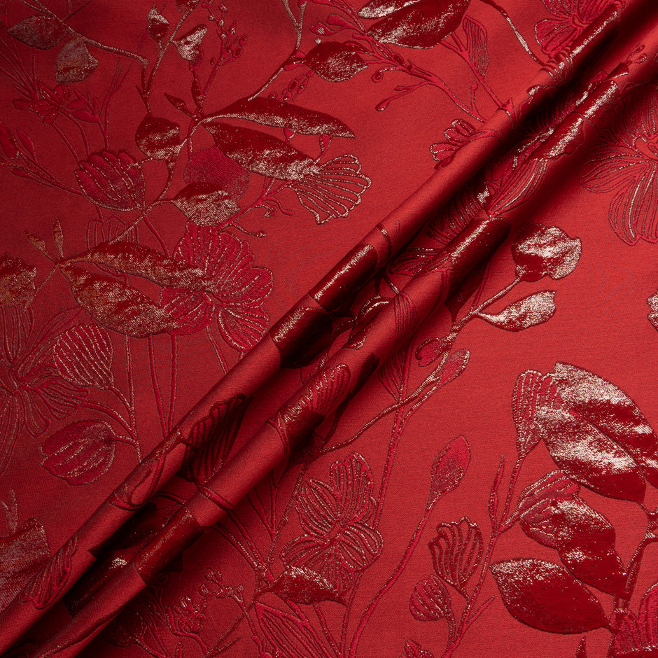 Lipstick Red Metallic Floral Cloqué