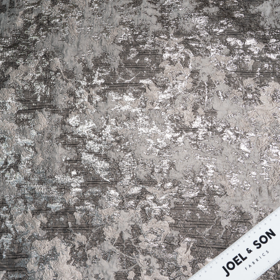 Silver Grey Metallic Silk Blend Cloqué