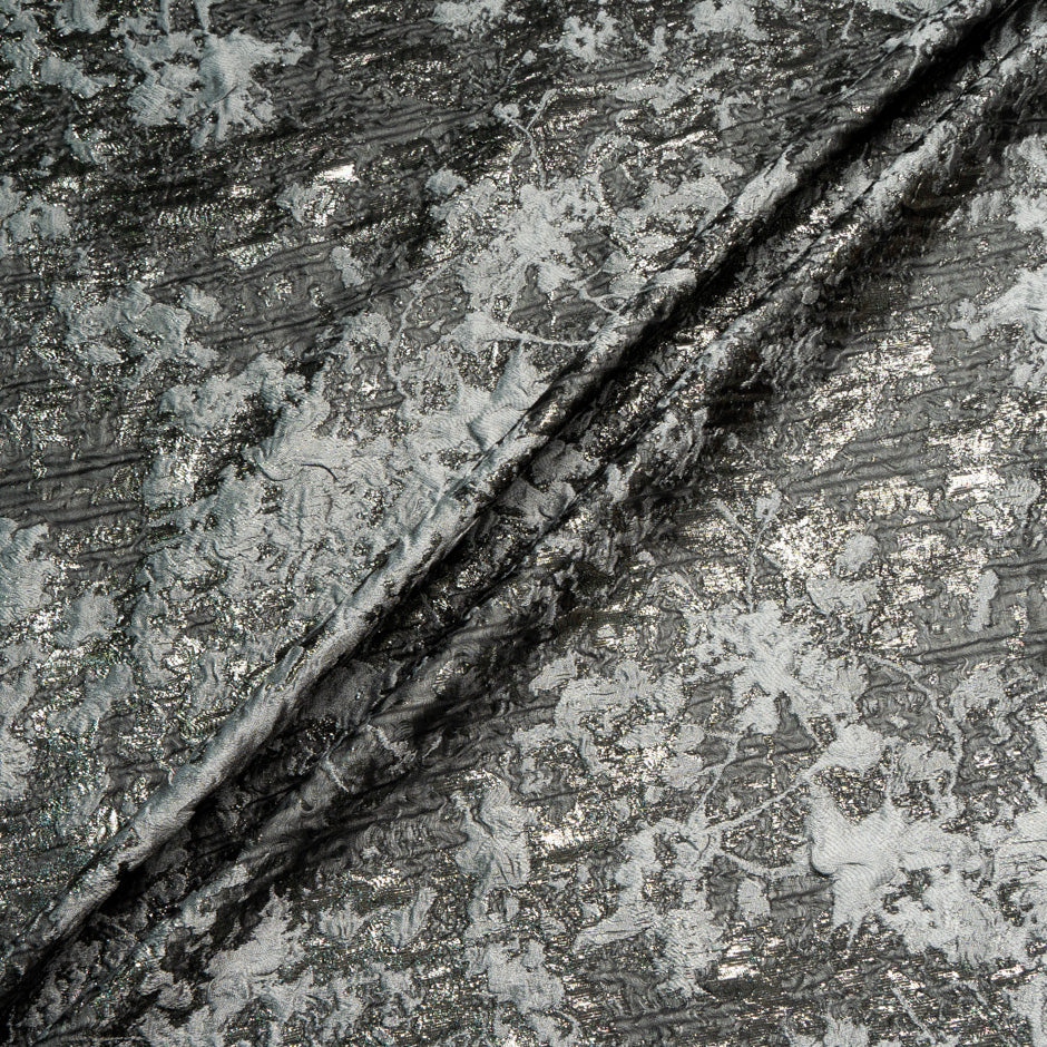 Pewter Grey Metallic Silk Blend Cloqué
