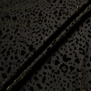 Brown Animal Flocked Stretch Denim