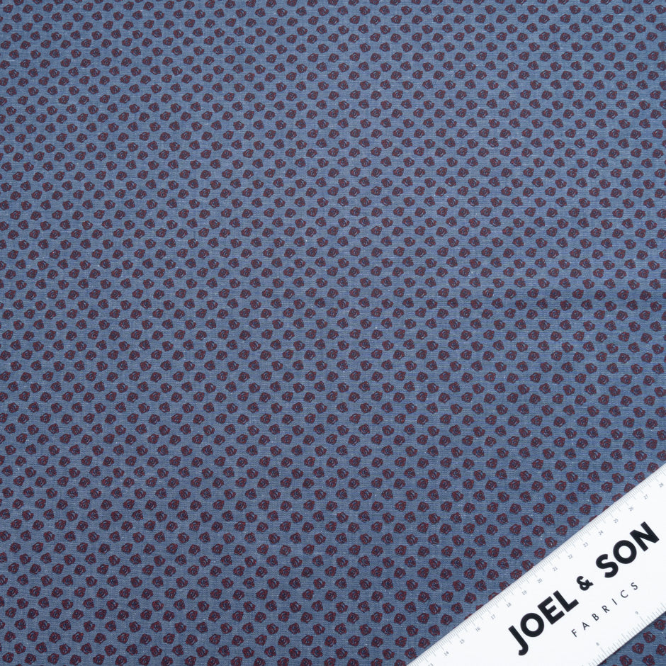 'Rose' Printed Blue Lightweight Stretch Denim
