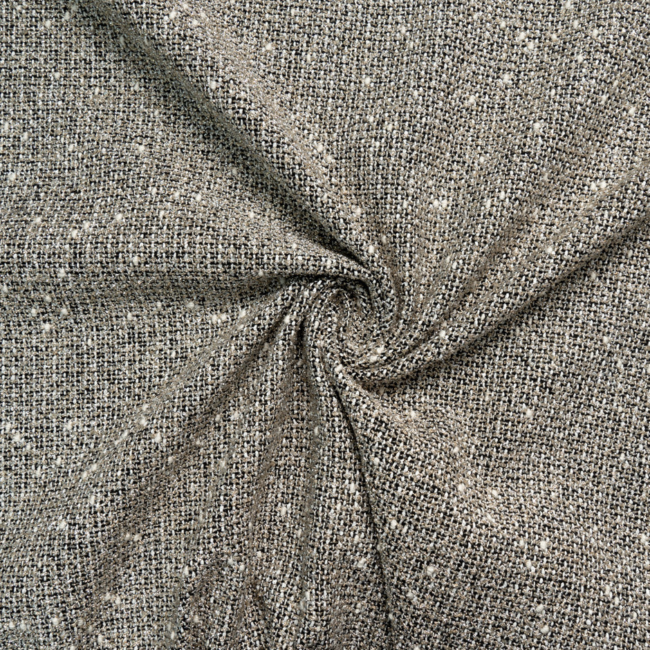 Black, Ivory & Gold Metallic Wool Blend Bouclé