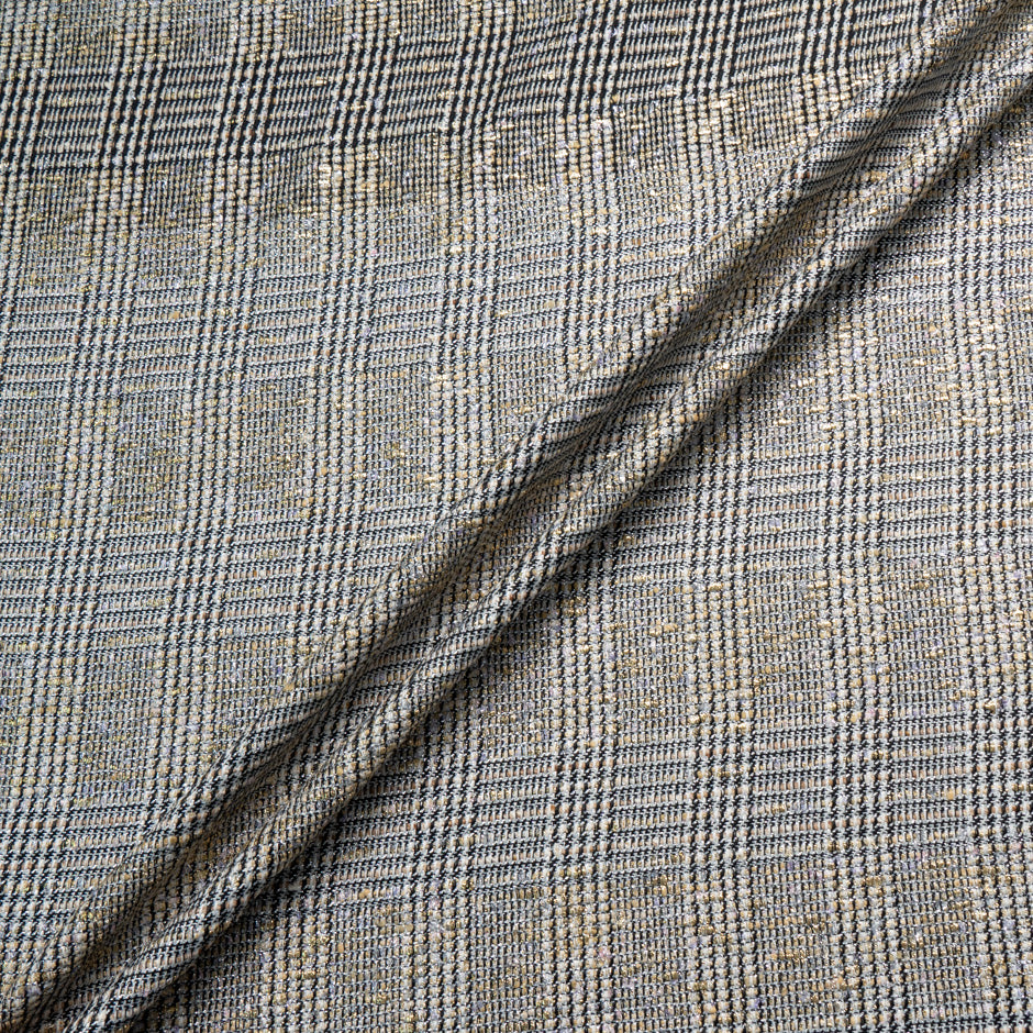 Light Gold Lurex Prince of Wales Bouclé