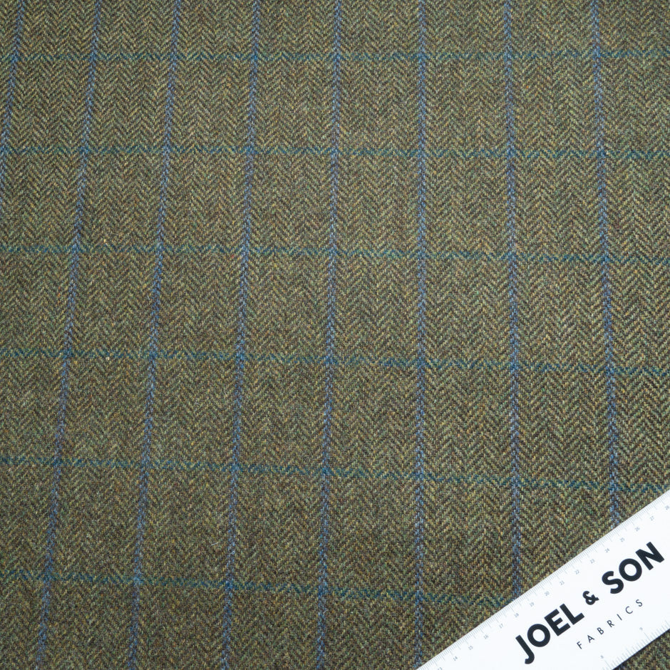 Olive Herringbone Double-Faced Storm Proof Wool