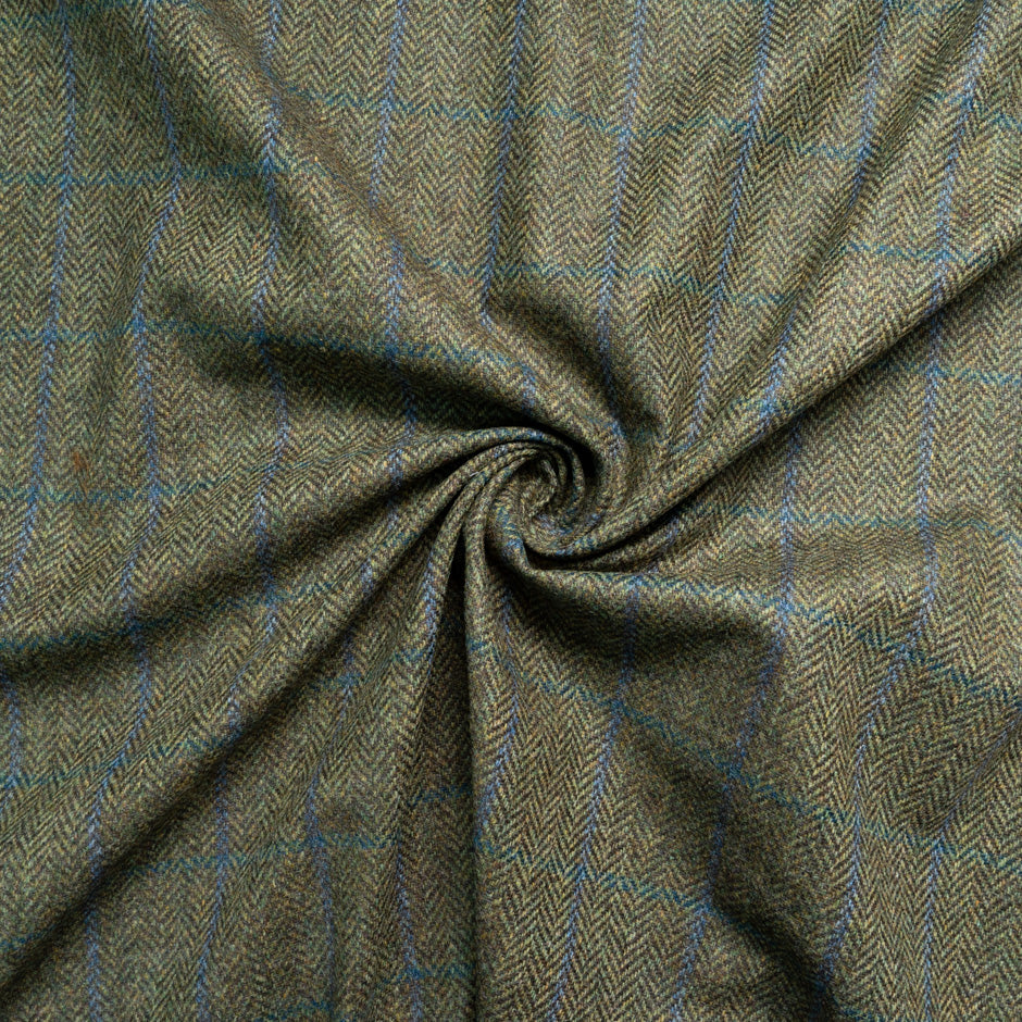 Olive Herringbone Double-Faced Storm Proof Wool