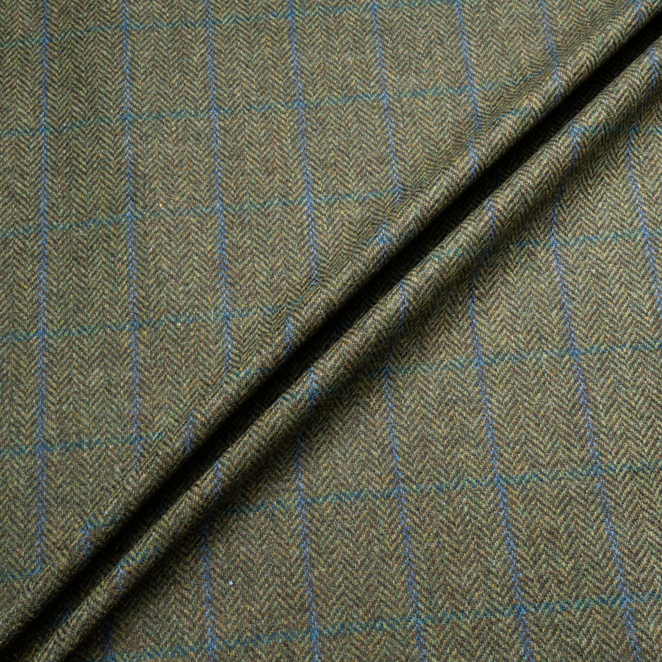 Olive Herringbone Double-Faced Storm Proof Wool