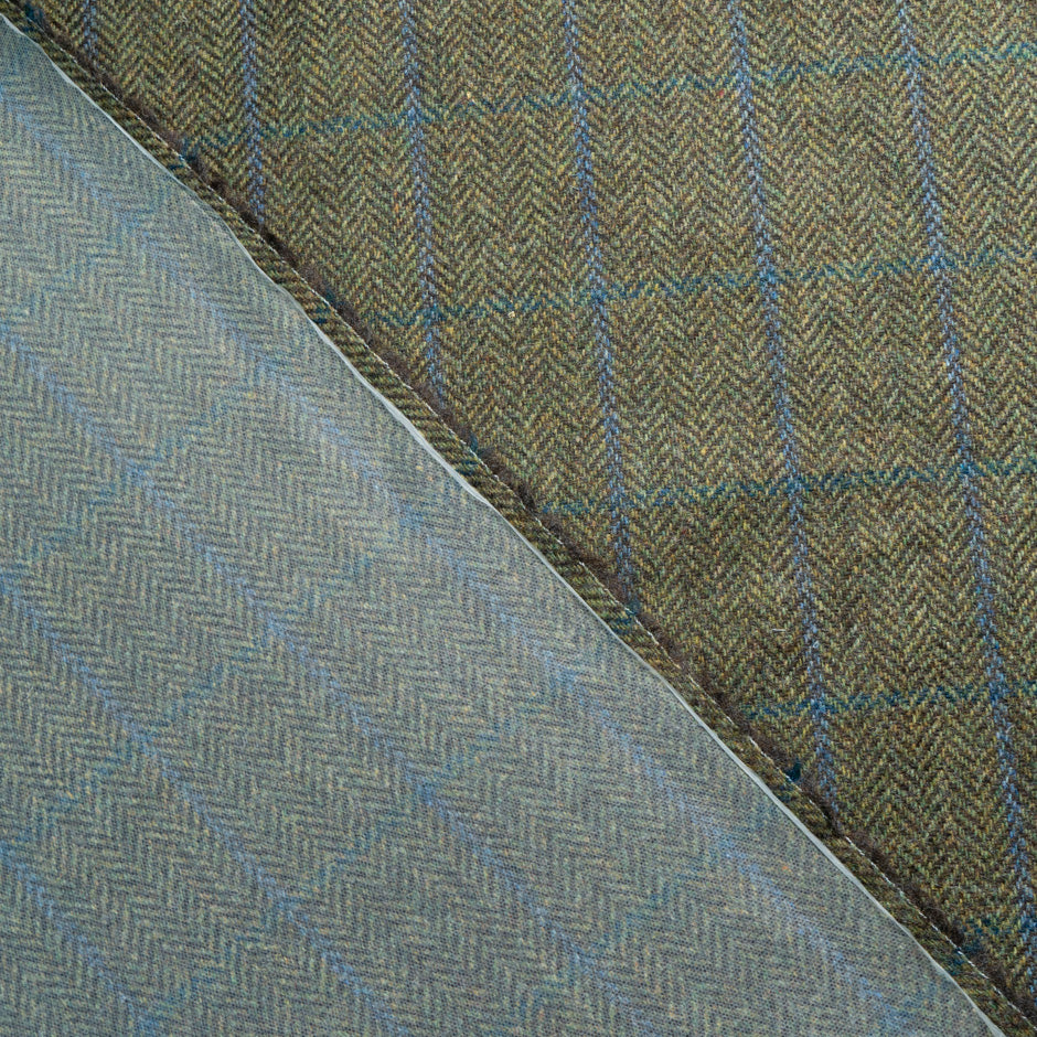 Olive Herringbone Double-Faced Storm Proof Wool