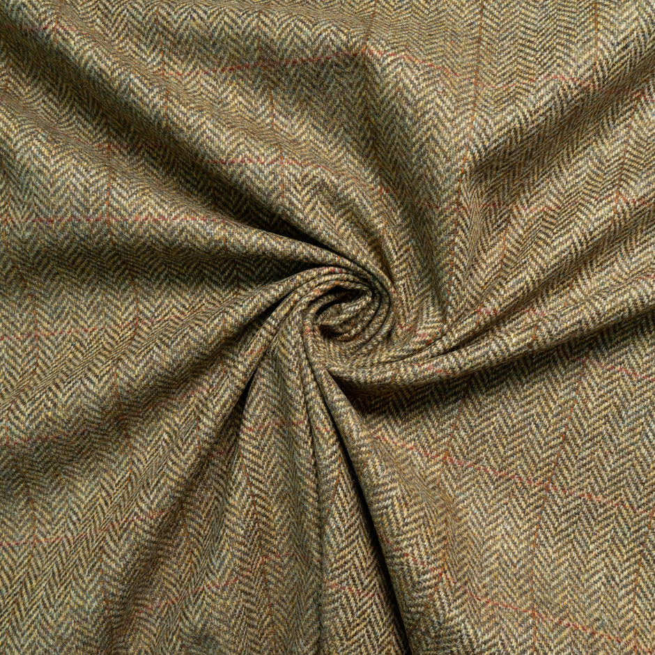 Khaki Herringbone Double-Faced Storm Proof Wool