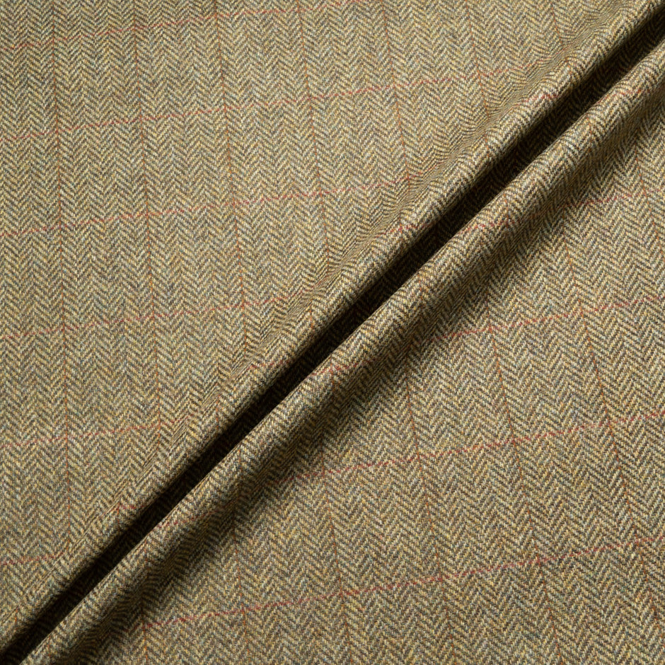 Khaki Herringbone Double-Faced Storm Proof Wool