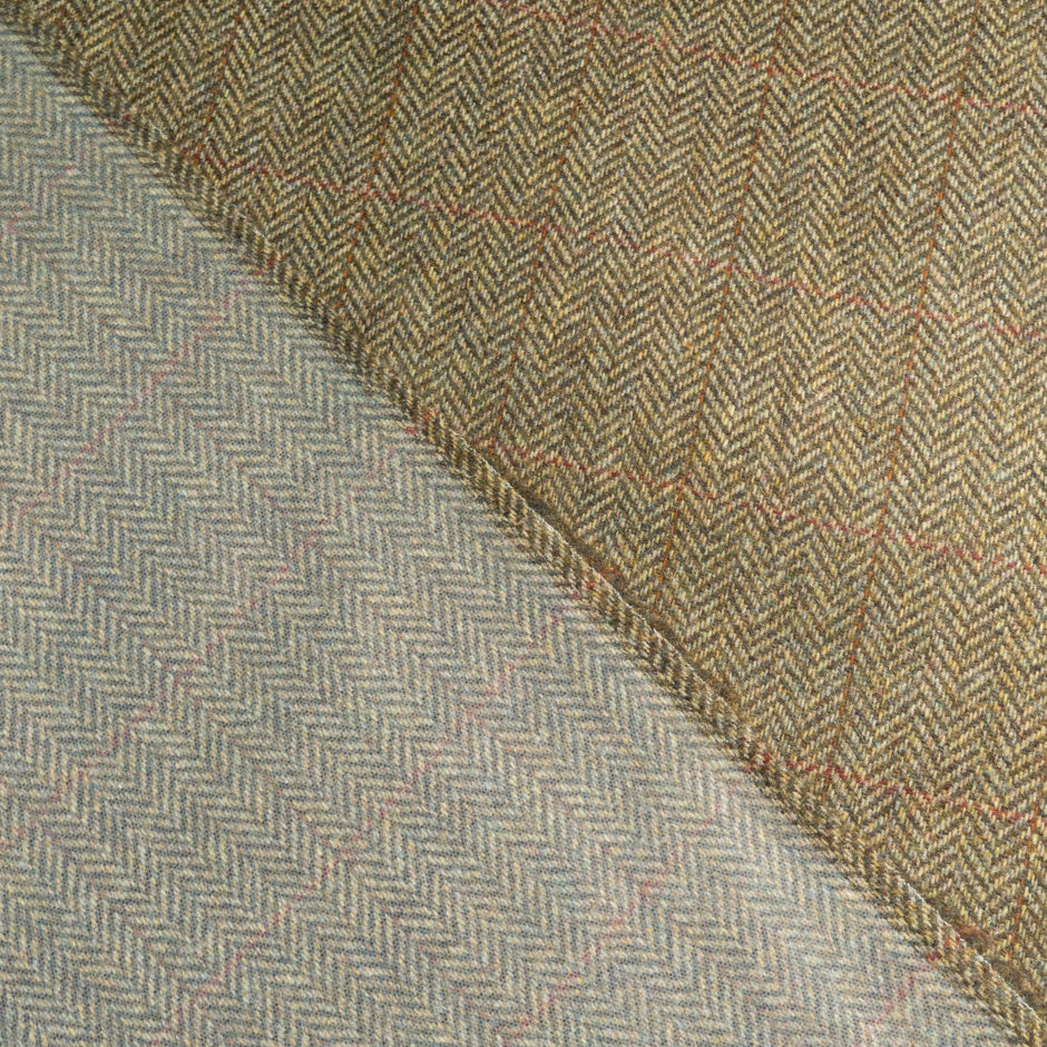Khaki Herringbone Double-Faced Storm Proof Wool