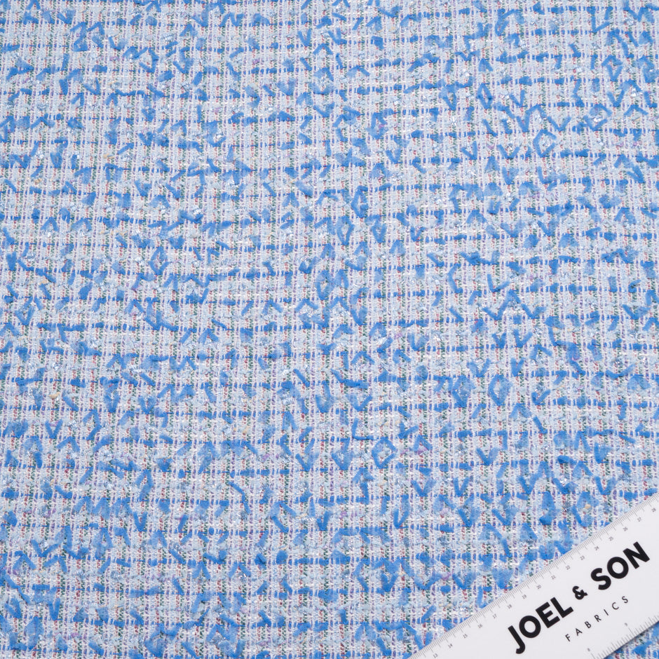 Blue & Multi Cotton Blend Bouclé
