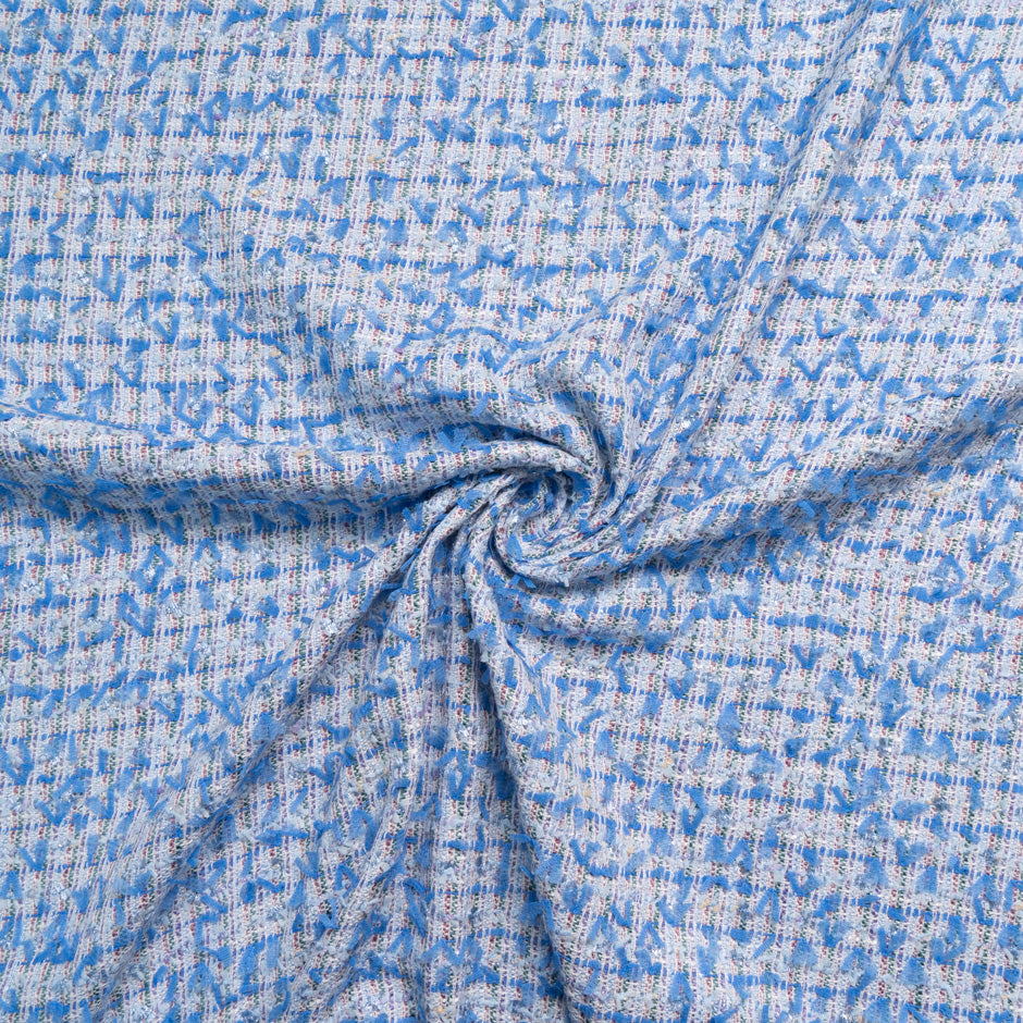 Blue & Multi Cotton Blend Bouclé