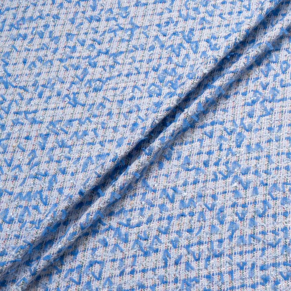 Blue & Multi Cotton Blend Bouclé