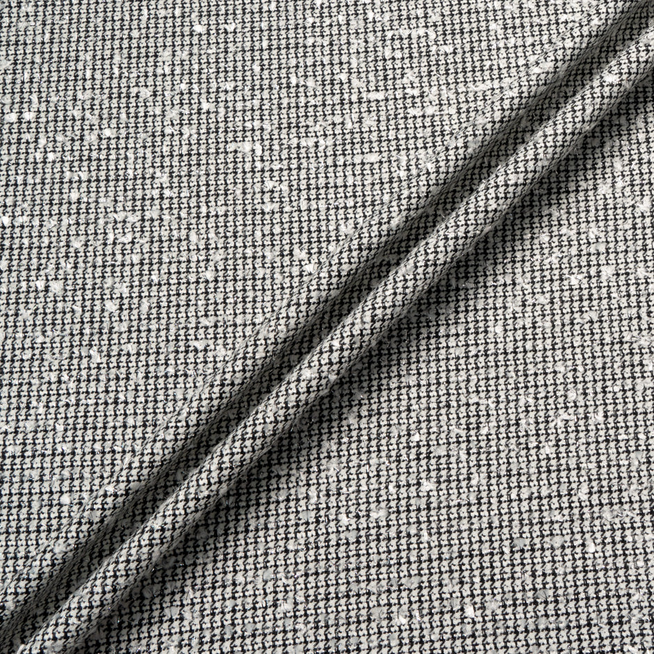 Black, Ivory & Silver Fabric | Checkered Fabric
