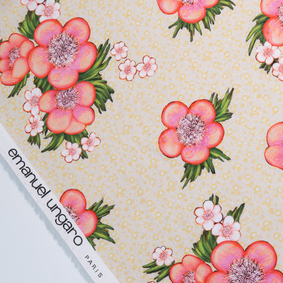 Floral Printed Yellow Spotted Cotton