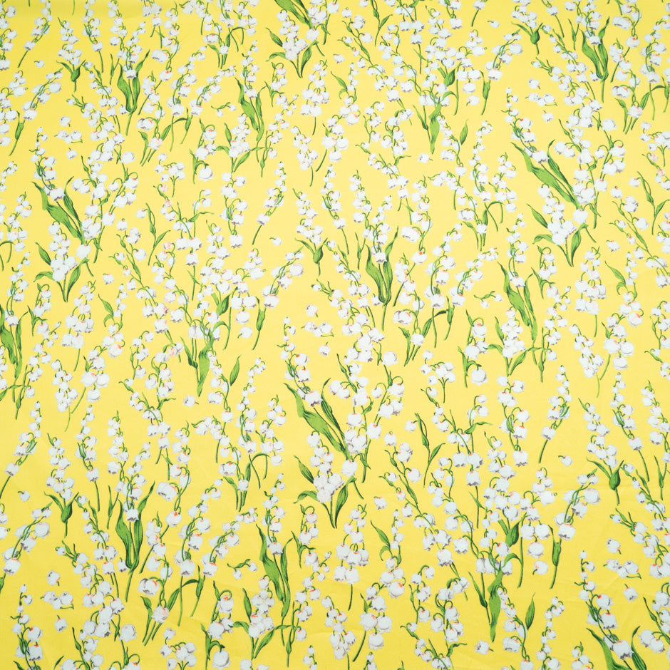 Lily of the Valley Floral Printed Yellow Cotton (A 1.35m Piece)