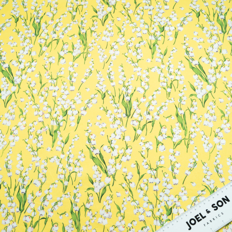 Lily of the Valley Floral Printed Yellow Cotton (A 1.35m Piece)
