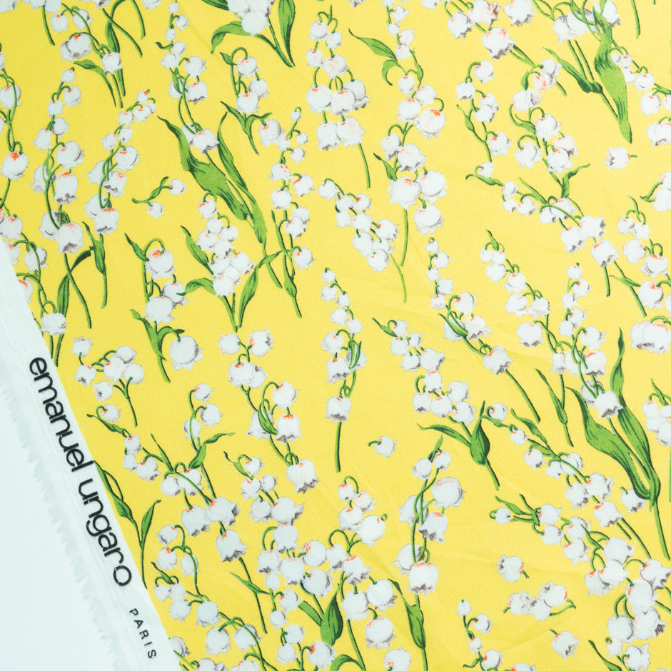 Lily of the Valley Floral Printed Yellow Cotton (A 1.35m Piece)