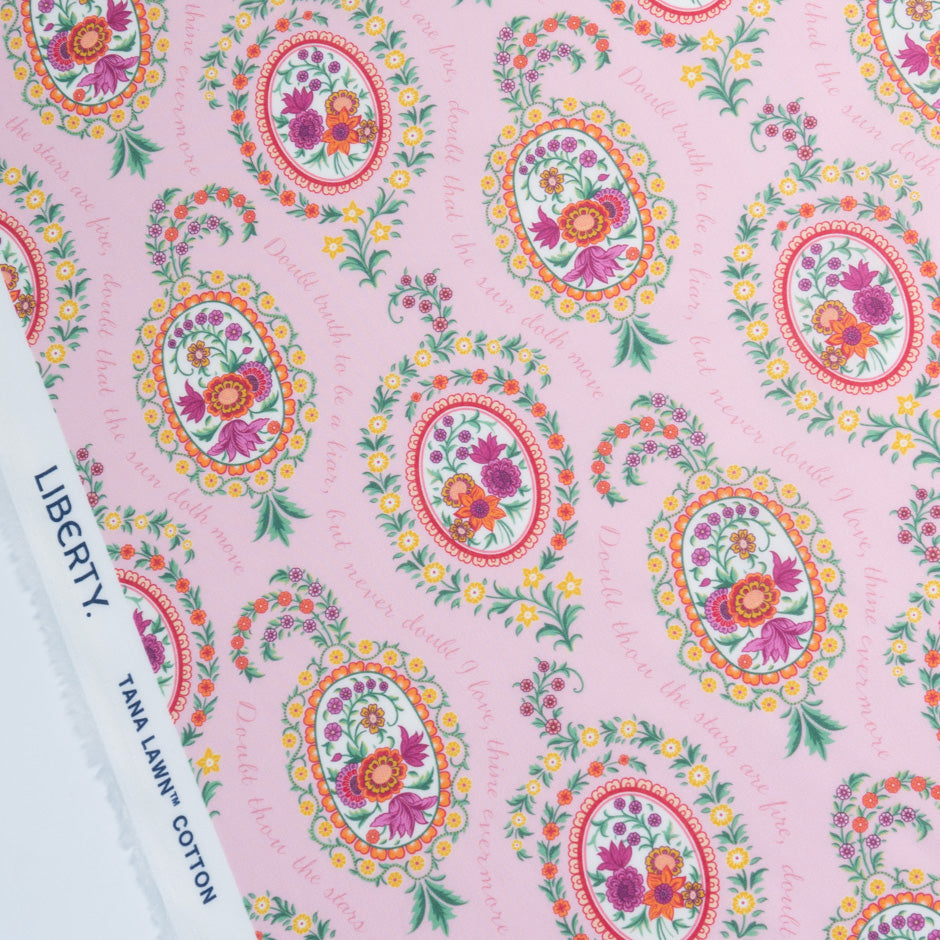 Pink 'Love Poem A' Liberty Cotton Tana Lawn
