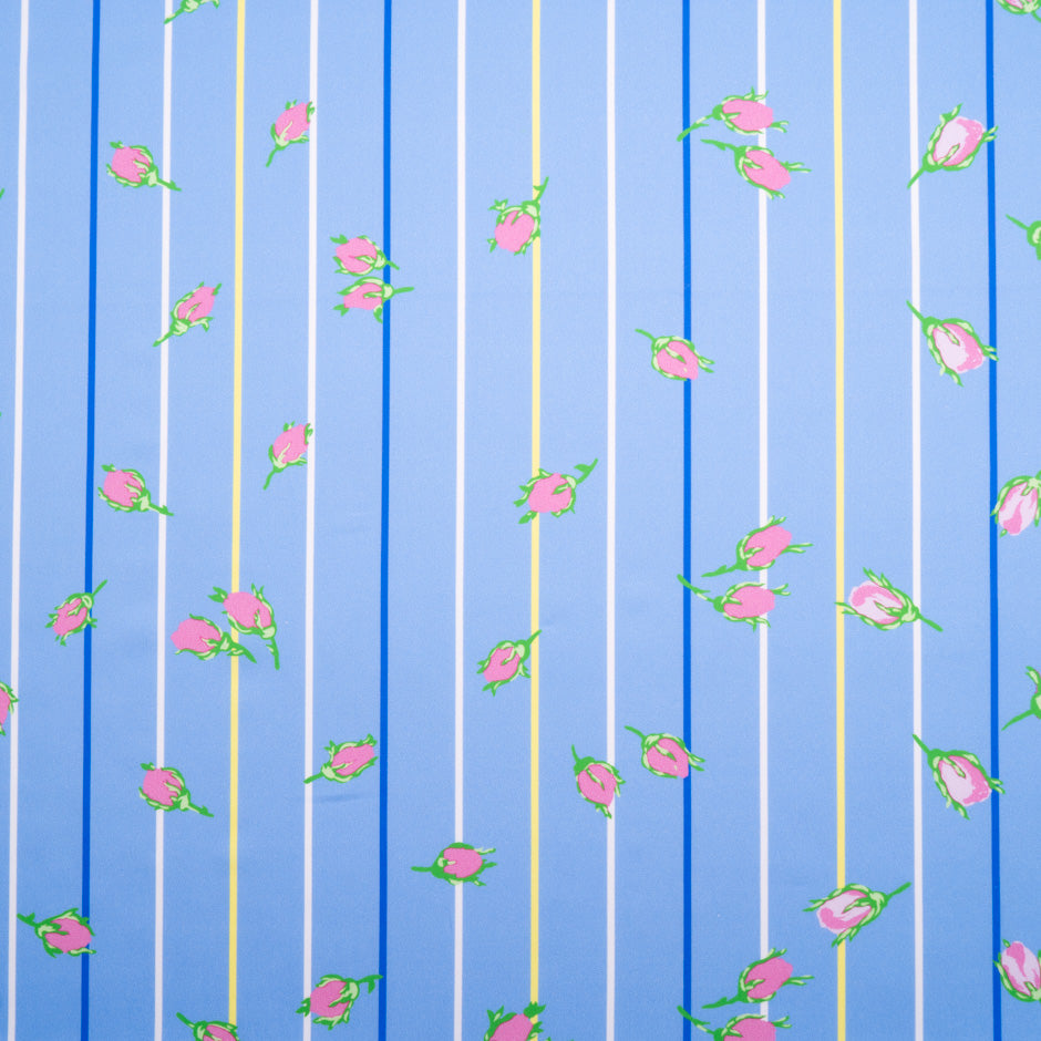 Pink Rose Printed Blue Luxury Pure Cotton