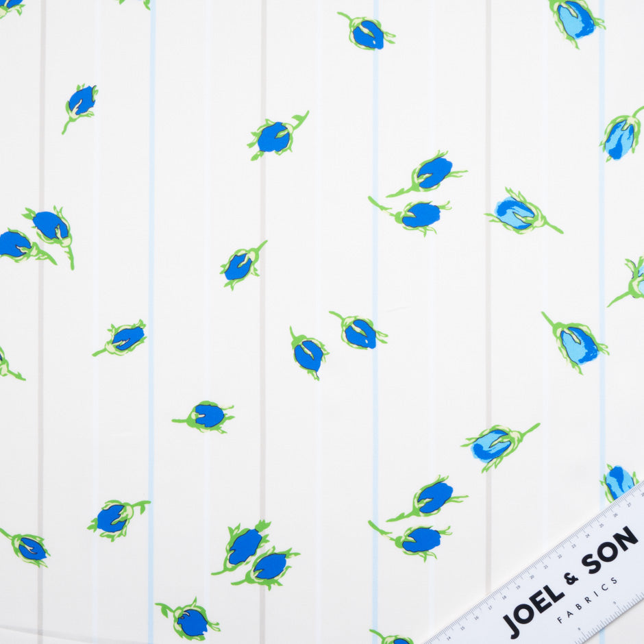 Blue Rose Printed Ivory Luxury Pure Cotton