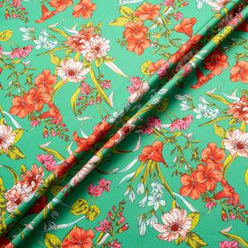 Multi Floral Printed Emerald Green Cotton