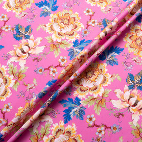 Multi Floral Printed Pink Luxury Cotton