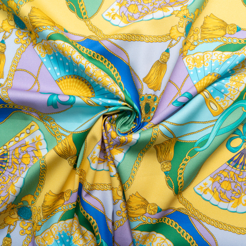 Abstract Printed Green Luxury Cotton