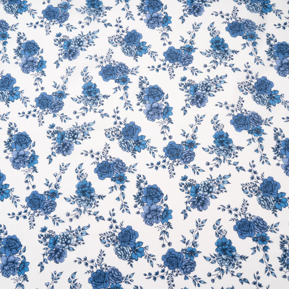 Blue 'Inked Rose' Liberty Cotton Tana Lawn