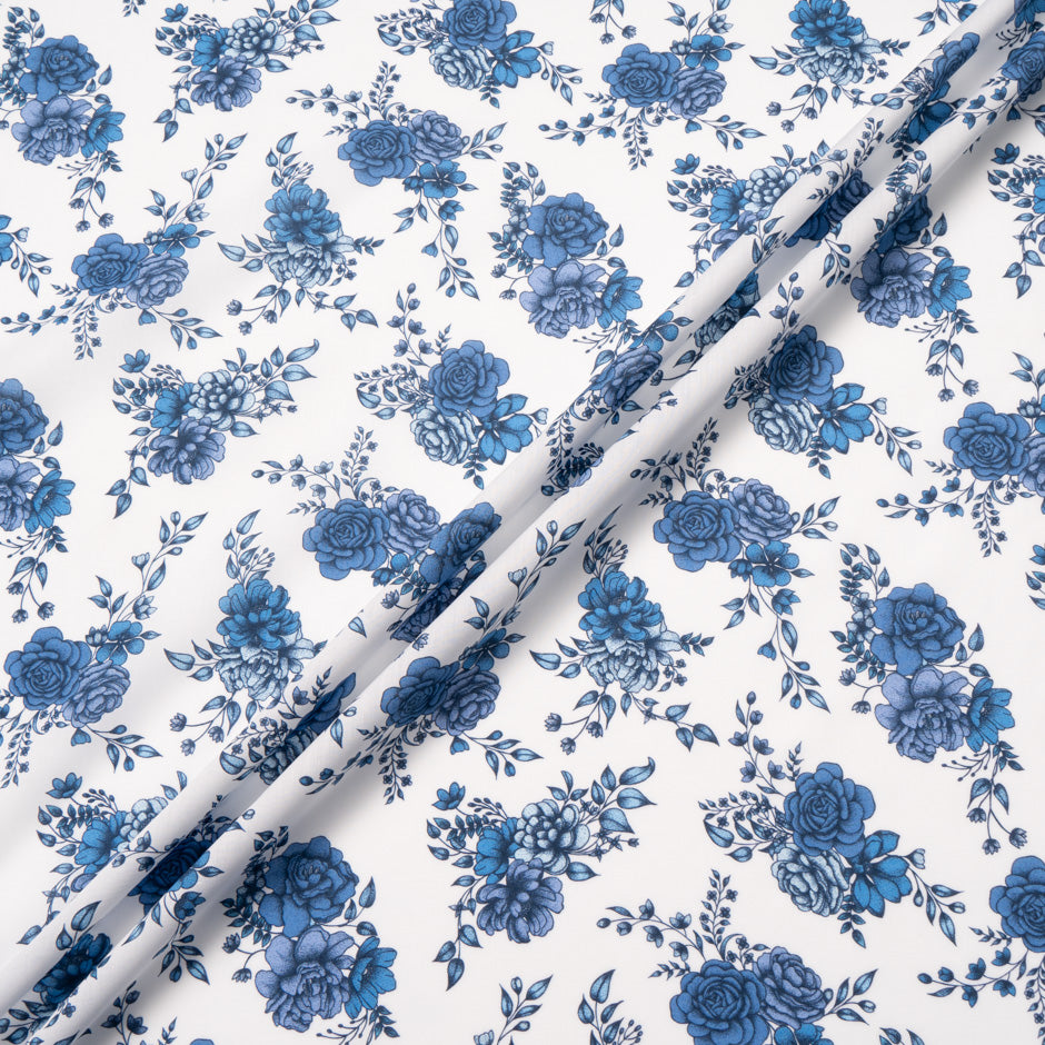 Blue 'Inked Rose' Liberty Cotton Tana Lawn