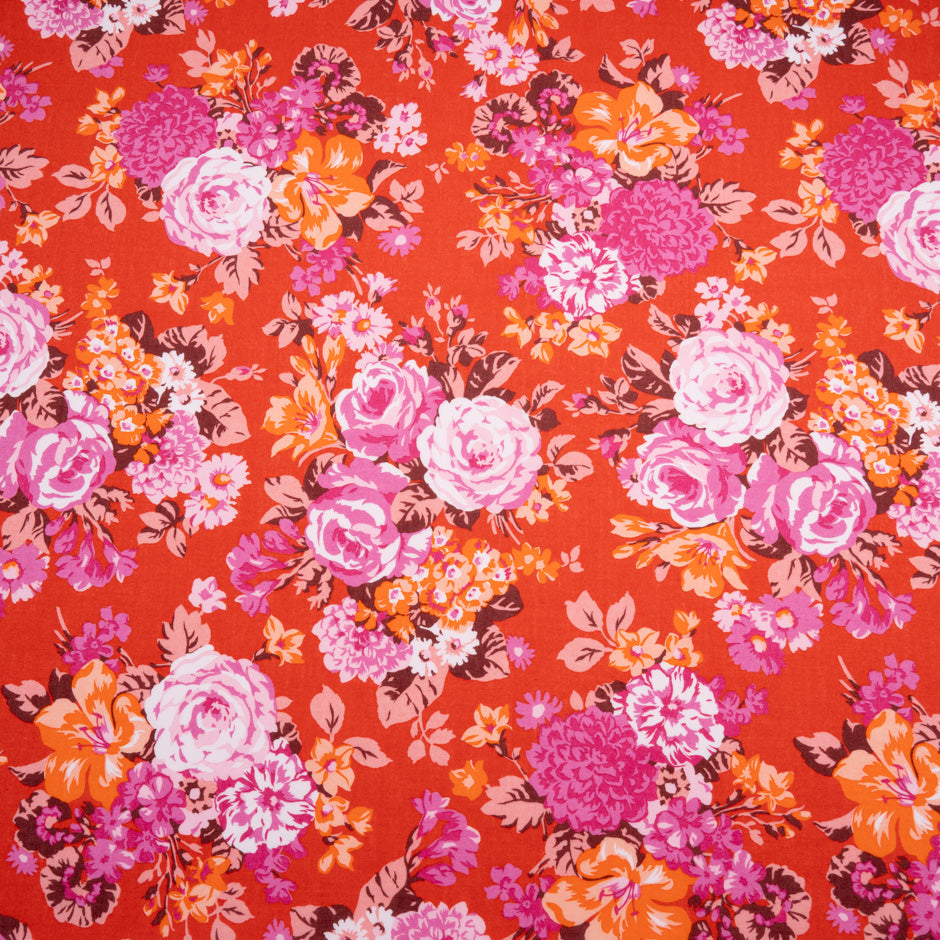 Red 'Flower Crown' Liberty Cotton Tana Lawn