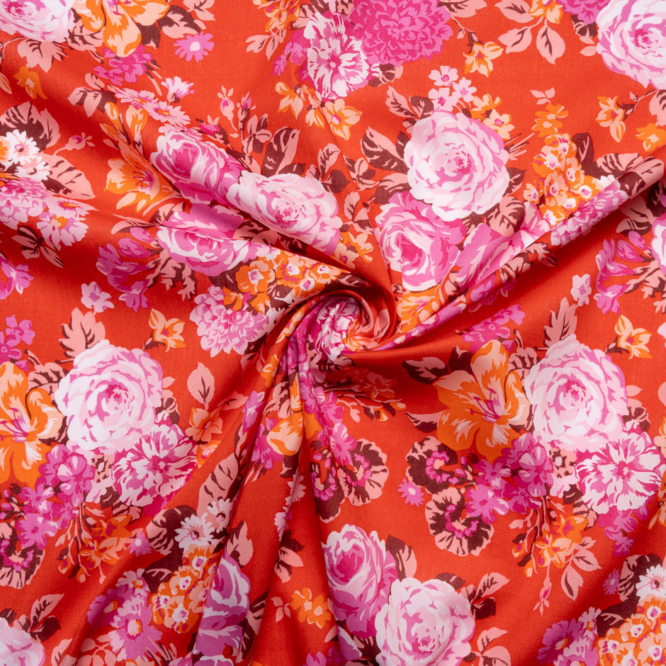 Red 'Flower Crown' Liberty Cotton Tana Lawn
