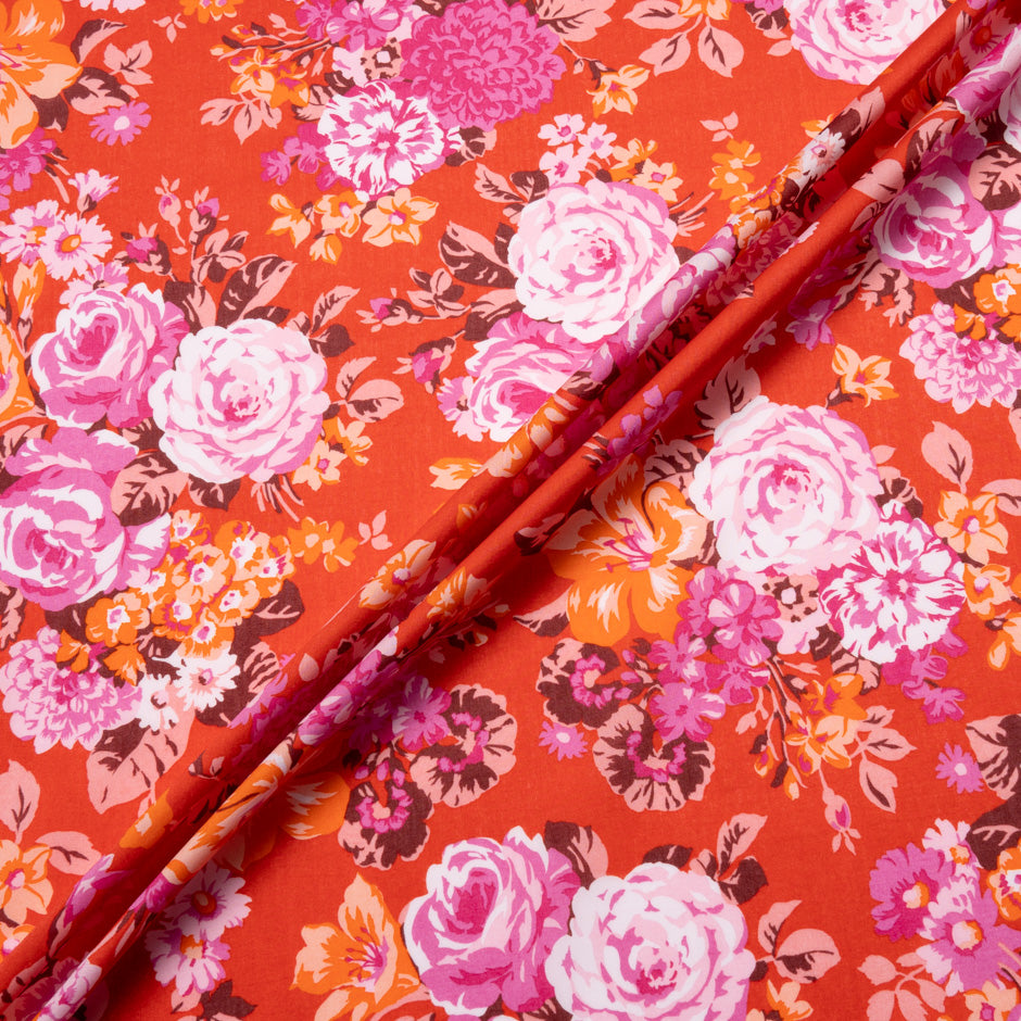 Red 'Flower Crown' Liberty Cotton Tana Lawn