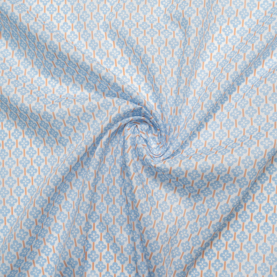 Blue 'Clover Fields' Floral Liberty Cotton Tana Lawn