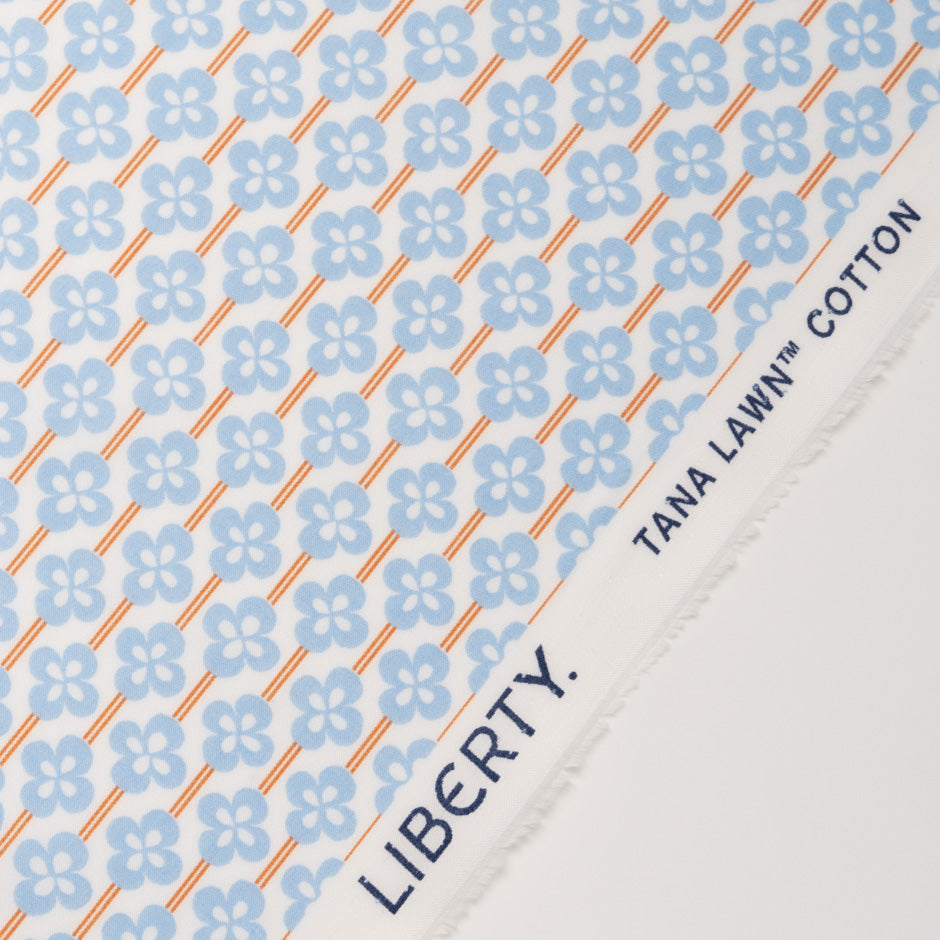 Blue 'Clover Fields' Floral Liberty Cotton Tana Lawn