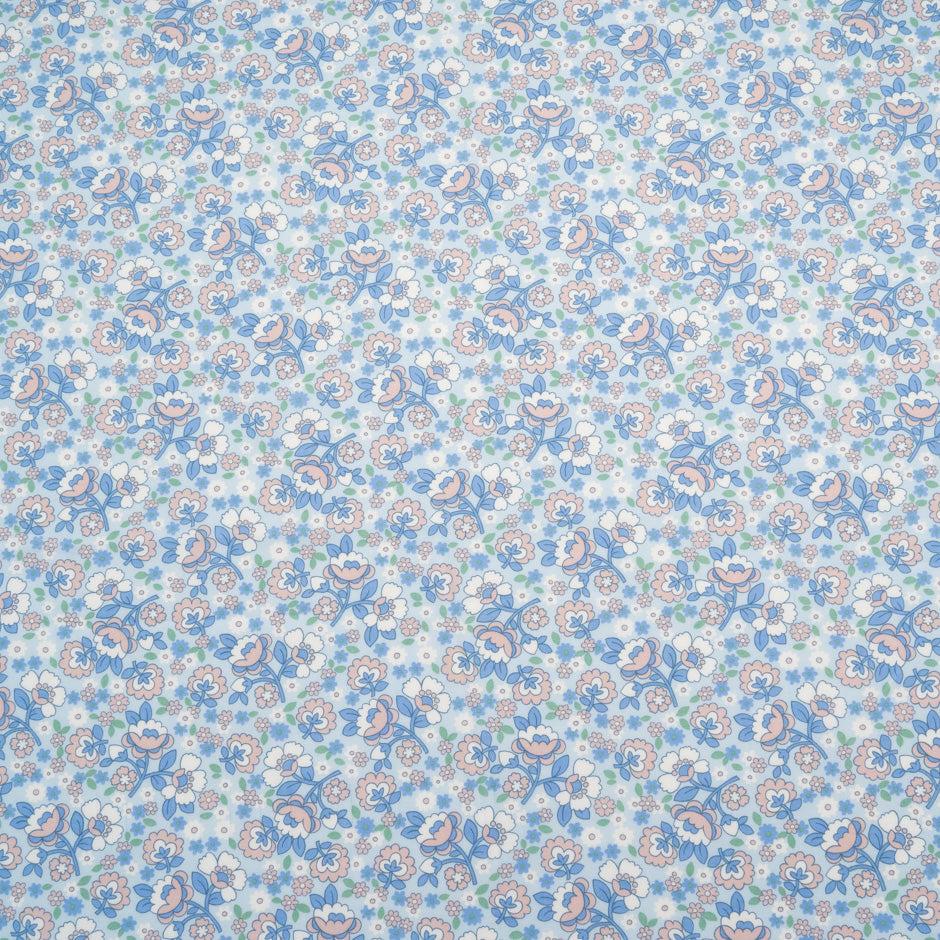 Blue 'Dancing Posies' Liberty Cotton Tana Lawn