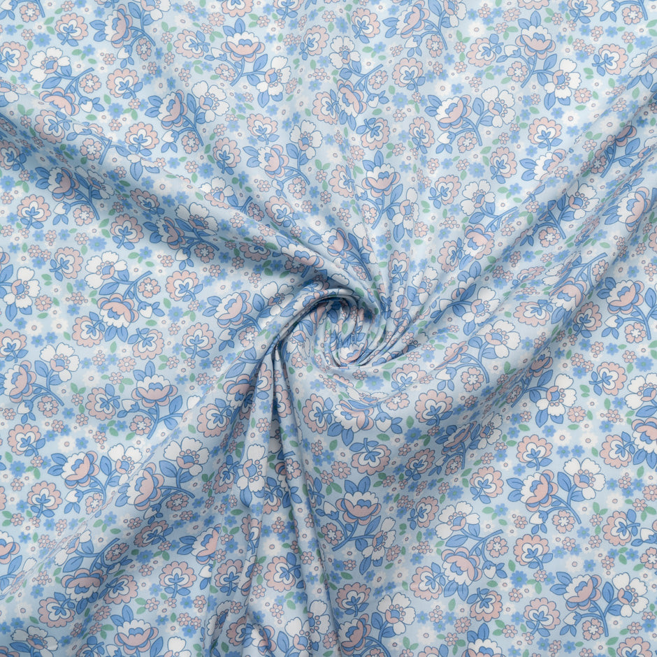 Blue 'Dancing Posies' Liberty Cotton Tana Lawn