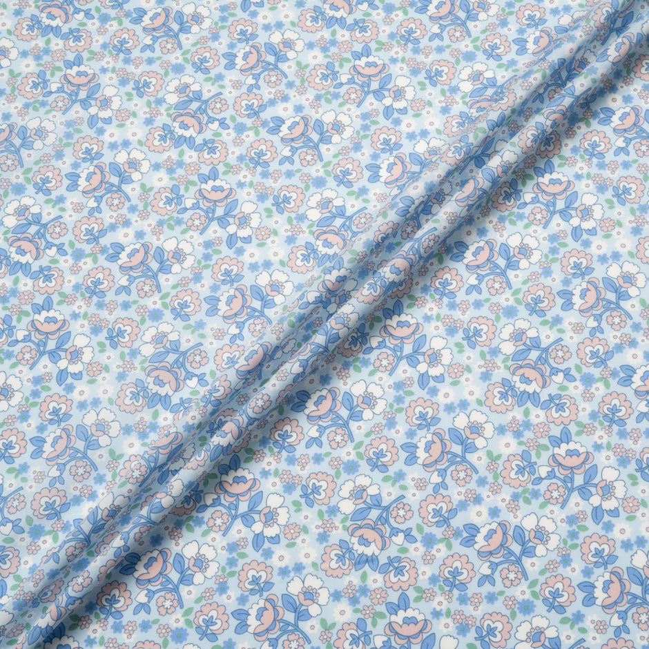 Blue 'Dancing Posies' Liberty Cotton Tana Lawn