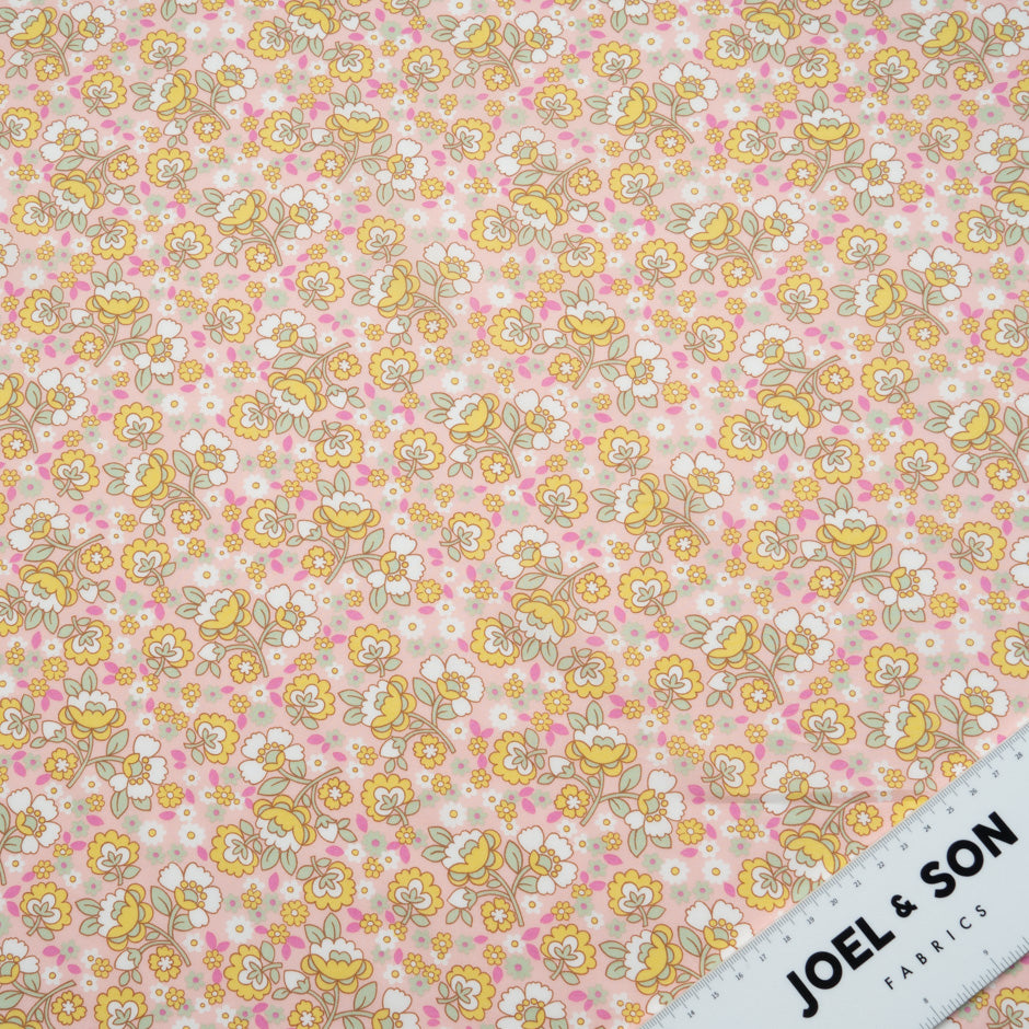 Pink 'Dancing Posies' Liberty Cotton Tana Lawn